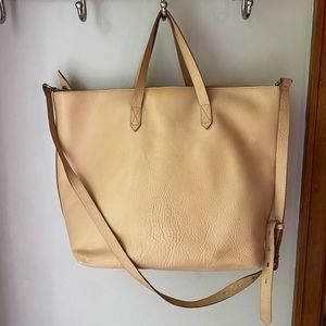 Madewell genuine leather zip top transport tote